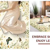 Ultra Soft Area Rug, Non Slip, Stain Resistant, Washable Area Rugs for Living Room, Bedroom, Stylish Ethereal Insect and Flora Blend(Ivory)