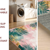 Ultra Soft Area Rug, Non Slip, Stain Resistant, Washable Area Rugs for Living Room, Bedroom, Sophisticated Tropical Medallion Style(Pink)