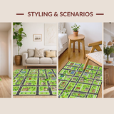 Ultra Soft Area Rug, Non Slip, Stain Resistant, Washable Area Rugs for Living Room, Bedroom, Whimsical Neighborhood Discovery Pattern(Brown)