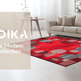 Ultra Soft Area Rug, Non Slip, Stain Resistant, Washable Area Rugs for Living Room, Bedroom, Sophisticated Geometric Red Accents(Red)