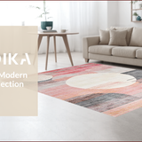 Ultra Soft Area Rug, Non Slip, Stain Resistant, Washable Area Rugs for Living Room, Bedroom, Ethereal Sunburst Geometric Motif(Pink)