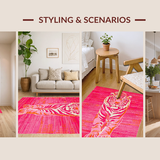 Ultra Soft Area Rug, Non Slip, Stain Resistant, Washable Area Rugs for Living Room, Bedroom, Artful Pink Tiger Design(Pink)