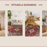 Ultra Soft Area Rug, Non Slip, Stain Resistant, Washable Area Rugs for Living Room, Bedroom, Cozy Cream and Red Tiled Motif(Red)