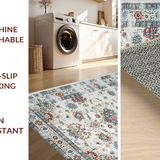 Ultra Soft Area Rug, Non Slip, Stain Resistant, Washable Area Rugs for Living Room, Bedroom, Rustic Neutral Tiled Pattern(Beige)
