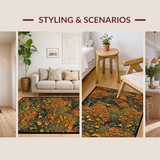 Ultra Soft Area Rug, Non Slip, Stain Resistant, Washable Area Rugs for Living Room, Bedroom, Rustic Soft Textured Motif(Orange)