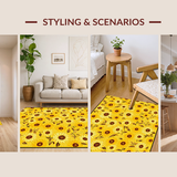Ultra Soft Area Rug, Non Slip, Stain Resistant, Washable Area Rugs for Living Room, Bedroom, Artisan Crafted Rustic Floral Delight(Yellow)