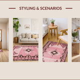 Ultra Soft Area Rug, Non Slip, Stain Resistant, Washable Area Rugs for Living Room, Bedroom, Vibrant Playful Cowboy Art Design(Pink)