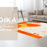 Ultra Soft Area Rug, Non Slip, Stain Resistant, Washable Area Rugs for Living Room, Bedroom, Striking Retro Artistic Expression(Orange)