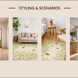 Ultra Soft Area Rug, Non Slip, Stain Resistant, Washable Area Rugs for Living Room, Bedroom, Nature-Inspired Insect Print Area Rug for Living Room(Beige)