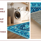 Ultra Soft Area Rug, Non Slip, Stain Resistant, Washable Area Rugs for Living Room, Bedroom, Vintage Distressed Jungle Entryway Stain-Resistant Carpet(Blue)