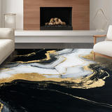 Ultra Soft Area Rug, Non Slip, Stain Resistant, Washable Area Rugs for Living Room, Bedroom, Minimalist Luxe Marble Effect(Black)