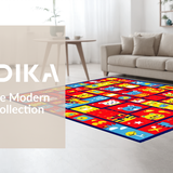 Ultra Soft Area Rug, Non Slip, Stain Resistant, Washable Area Rugs for Living Room, Bedroom, Dynamic Rainbow Animal Illustrations(Red)