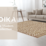 Ultra Soft Area Rug, Non Slip, Stain Resistant, Washable Area Rugs for Living Room, Bedroom, Warm Earth Tone Symmetrical Layout(Brown)