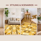 Ultra Soft Area Rug, Non Slip, Stain Resistant, Washable Area Rugs for Living Room, Bedroom, Warm Earth Tones with Tribal Flair(Yellow)