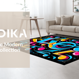 Ultra Soft Area Rug, Non Slip, Stain Resistant, Washable Area Rugs for Living Room, Bedroom, Playful Colorful Note Illustration(Blue)