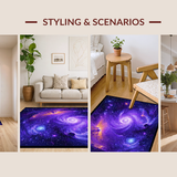 Ultra Soft Area Rug, Non Slip, Stain Resistant, Washable Area Rugs for Living Room, Bedroom, Playful Universe Inspired Graphics(Purple)