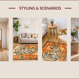 Ultra Soft Area Rug, Non Slip, Stain Resistant, Washable Area Rugs for Living Room, Bedroom, Elegant Textured Animal Print(Orange)