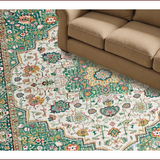 Ultra Soft Area Rug, Non Slip, Stain Resistant, Washable Area Rugs for Living Room, Bedroom, Vintage Floral Geometric Elegance(Green)