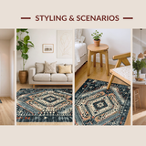 Ultra Soft Area Rug, Non Slip, Stain Resistant, Washable Area Rugs for Living Room, Bedroom, Chic Distressed Geometric Accents(Gray)