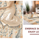 Ultra Soft Area Rug, Non Slip, Stain Resistant, Washable Area Rugs for Living Room, Bedroom, Retro Taupe Medallion Aesthetic(Orange)