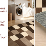 Ultra Soft Area Rug, Non Slip, Stain Resistant, Washable Area Rugs for Living Room, Bedroom, Chic Earthy Checkerboard Aesthetic(Beige)
