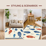 Rustic Beige Geometric Fish Theme(Beige)