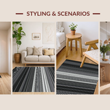 Ultra Soft Area Rug, Non Slip, Stain Resistant, Washable Area Rugs for Living Room, Bedroom, Elegant Monochrome Geometric Style(Black)