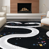 Ultra Soft Area Rug, Non Slip, Stain Resistant, Washable Area Rugs for Living Room, Bedroom, Chic Abstract Serpent Design(White)