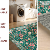 Deep Emerald Distressed Floral Motif(Green)