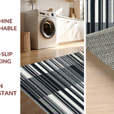 Ultra Soft Area Rug, Non Slip, Stain Resistant, Washable Area Rugs for Living Room, Bedroom, Timeless Monochrome Striped Aesthetic(Black)