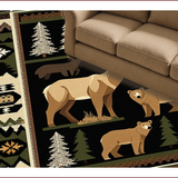 Ultra Soft Area Rug, Non Slip, Stain Resistant, Washable Area Rugs for Living Room, Bedroom, Rustic Earthy Wildlife Illustration(Black)