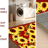 Ultra Soft Area Rug, Non Slip, Stain Resistant, Washable Area Rugs for Living Room, Bedroom, Contemporary Floral Whimsy Touch(Red)