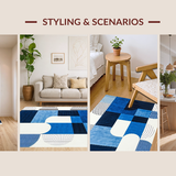 Ultra Soft Area Rug, Non Slip, Stain Resistant, Washable Area Rugs for Living Room, Bedroom, Elegant White Fuzzy Accents(Blue)