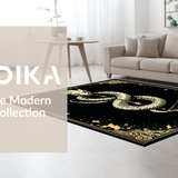 Ultra Soft Area Rug, Non Slip, Stain Resistant, Washable Area Rugs for Living Room, Bedroom, Striking Modern Snake Graphics(White)
