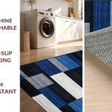 Ultra Soft Area Rug, Non Slip, Stain Resistant, Washable Area Rugs for Living Room, Bedroom, Rustic Textured Color Fusion(Blue)
