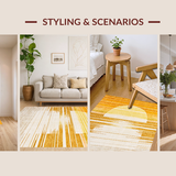 Ultra Soft Area Rug, Non Slip, Stain Resistant, Washable Area Rugs for Living Room, Bedroom, Vibrant Layered Spiral Aesthetics(Gold)