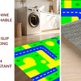 Ultra Soft Area Rug, Non Slip, Stain Resistant, Washable Area Rugs for Living Room, Bedroom, Cheerful Town Scene Layout(Yellow)