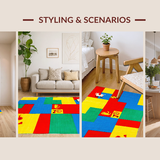 Ultra Soft Area Rug, Non Slip, Stain Resistant, Washable Area Rugs for Living Room, Bedroom, Vibrant Animal Alphabet Aesthetic(Red)