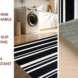 Ultra Soft Area Rug, Non Slip, Stain Resistant, Washable Area Rugs for Living Room, Bedroom, Bold Striped Accent Carpet with Modern Flair(Black)
