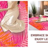 Ultra Soft Area Rug, Non Slip, Stain Resistant, Washable Area Rugs for Living Room, Bedroom, Chic Soft Tropical Motif(Pink)