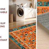 Ultra Soft Area Rug, Non Slip, Stain Resistant, Washable Area Rugs for Living Room, Bedroom, Chic Retro Symmetrical Elements(Orange)
