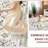 Ultra Soft Area Rug, Non Slip, Stain Resistant, Washable Area Rugs for Living Room, Bedroom, Elegant Earthy Tribal Geometry(Beige)