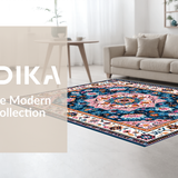 Ultra Soft Area Rug, Non Slip, Stain Resistant, Washable Area Rugs for Living Room, Bedroom, Eclectic Vintage Floral Medallion(Blue)