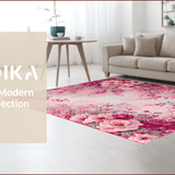 Ultra Soft Area Rug, Non Slip, Stain Resistant, Washable Area Rugs for Living Room, Bedroom, Romantic Rose Floral(Pink)