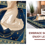 Ultra Soft Area Rug, Non Slip, Stain Resistant, Washable Area Rugs for Living Room, Bedroom, Stylish Earthy Trellis Influence(Blue)