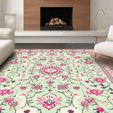 Ultra Soft Area Rug, Non Slip, Stain Resistant, Washable Area Rugs for Living Room, Bedroom, Stylish Geometric Pink Accents(Ivory)