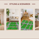 Ultra Soft Area Rug, Non Slip, Stain Resistant, Washable Area Rugs for Living Room, Bedroom, Lively Roadway Exploration Scene(Green)