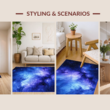 Ultra Soft Area Rug, Non Slip, Stain Resistant, Washable Area Rugs for Living Room, Bedroom, Starry Dreamscape Abstract Vision(Blue)