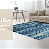 Ultra Soft Area Rug, Non Slip, Stain Resistant, Washable Area Rugs for Living Room, Bedroom, Earthy Toned Modern Geometric Motif(Blue)