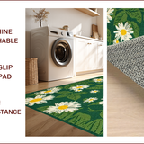 Ultra Soft Area Rug, Non Slip, Stain Resistant, Washable Area Rugs for Living Room, Bedroom, Nature-Inspired Irregular Floral Motif(Green)